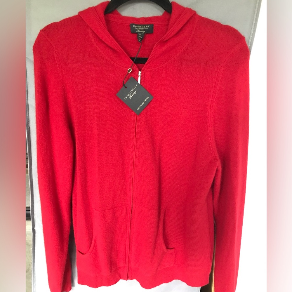 Charter Club 100% cashmere sweater! Excellent condition, never worn, red, zip up